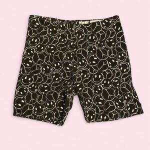 wonder nation Black Knit Shorts with Cream Smiley & Peace Print